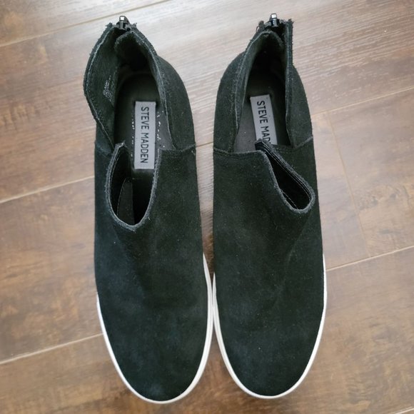 Steve Madden Sneaker Claud Zip Mid Top Black Suede Women's 11 - Picture 4 of 10